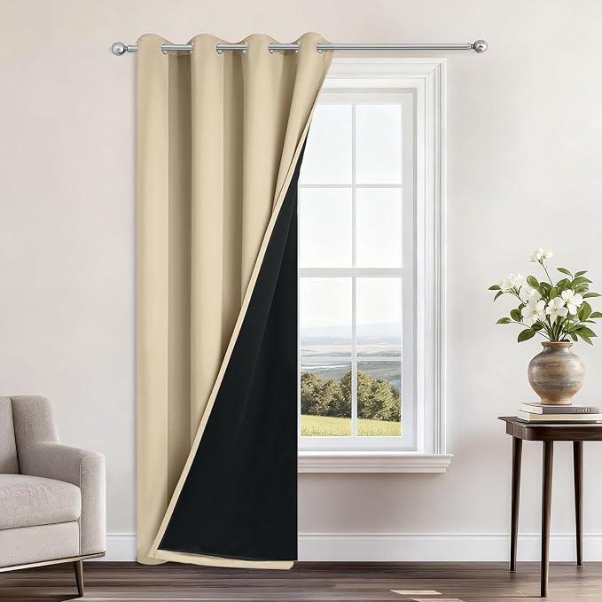 Yakamok 100% Blackout Curtains 96 Inches Long, 2 Thick Layers Heat and Full by Yakamok