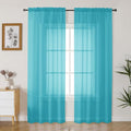 Gwine Turquoise Sheer Curtains 90 Inches Long 2 Panels Set, Light Filtering by Gwine