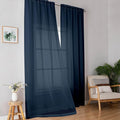 Simplebrand Blue Sheer Curtains 96 Inches Long, Light Filtering Rod Pocket by Simplebrand