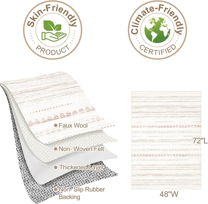 Nakagishi Area Rug Living Room Rugs: 4x6 Soft Machine Washable Boho Neutral - Image 7