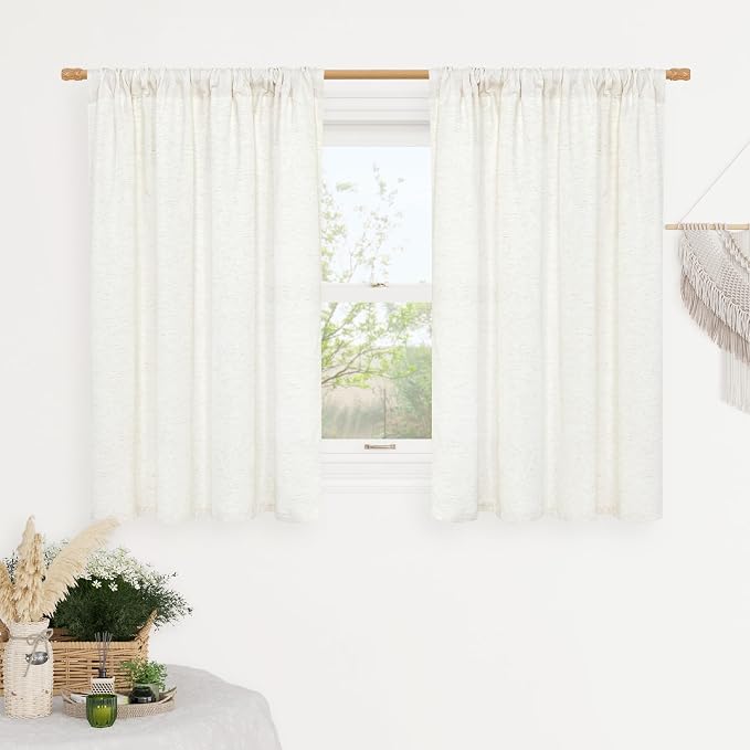 LAMIT Natural Ivory Linen Curtains 45 Inches Long by LAMIT