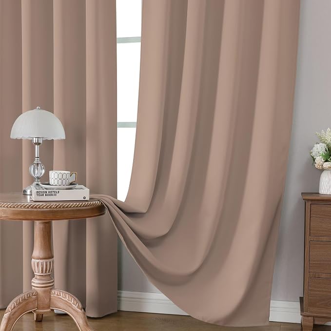 CUCRAF Khaki Blackout Curtains 54 inch Length 2 Panels Set, Rod Pocket Room - Image 5