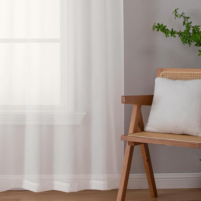 Aiyufeng Modern Sheer Window Curtains, Rod Pocket Long Curtains Translucent - Image 7