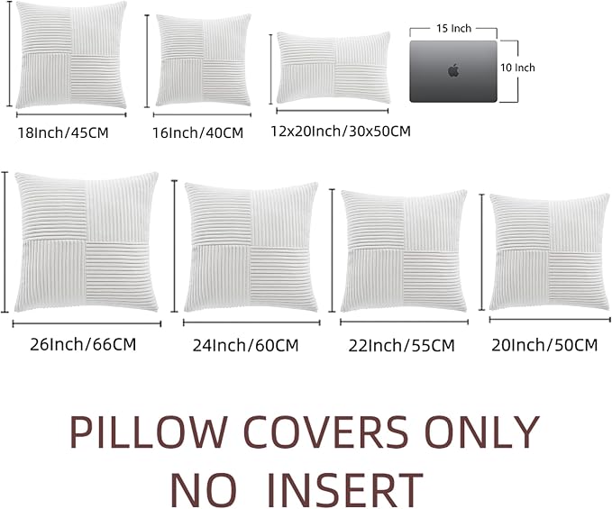 Fancy Homi 2 Packs Pure White Decorative Throw Pillow Covers 22x22 Inch - Image 7