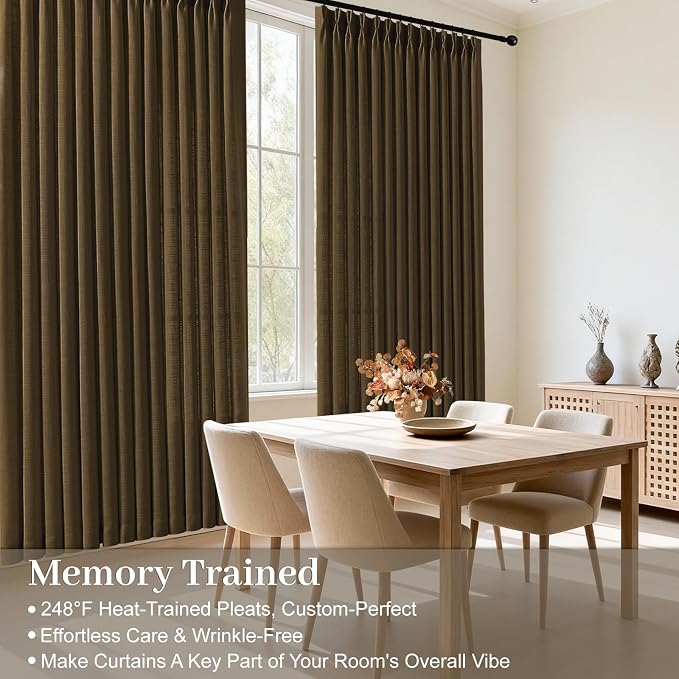 90 Inch Linen Pleated Curtains for Living Room, Light Filtering Pinch Pleated - Image 4