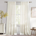 NICETOWN Natural Linen Curtains 96 inch Length 2 Panels, Rod Pocket & Back Tab by NICETOWN