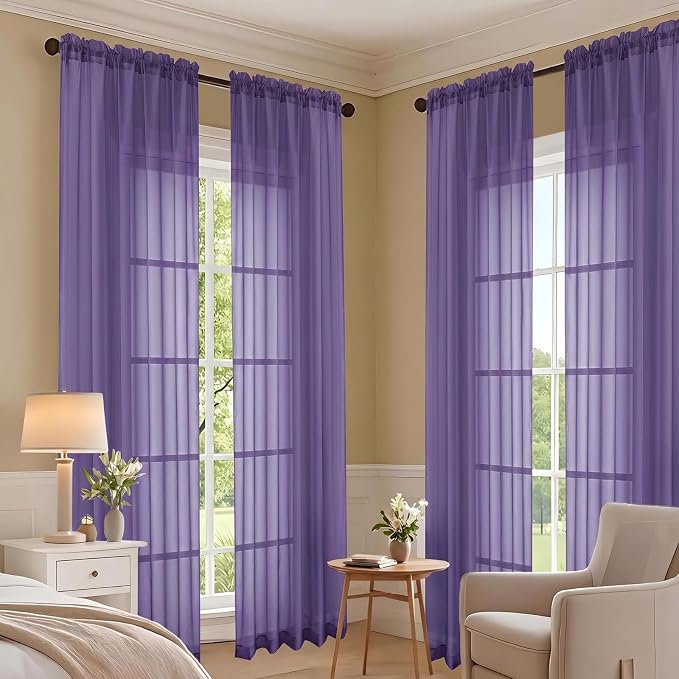 Purple Bedroom Curtains 2 Panel Sets 96 Inch Length, 59 Inch Extra Wide Light - Image 7