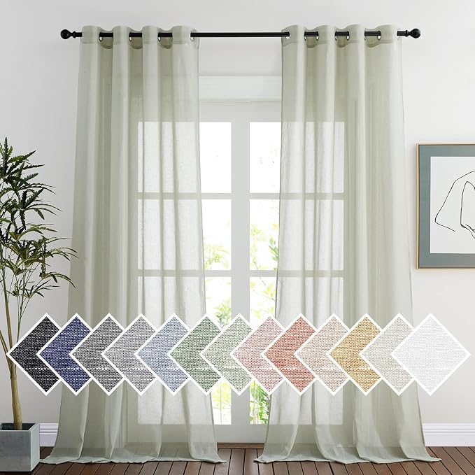 NICETOWN Privacy Semi Sheer Linen Curtains Extra Long 108" Long, Grommet Linen by NICETOWN