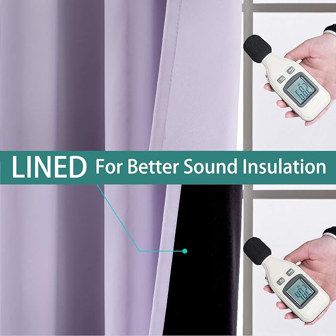 Yakamok 100% Blackout Thermal Insulated Grommet Curtains, Noise Reducing - Image 4
