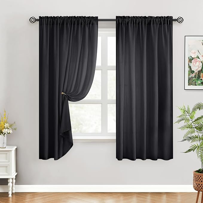 HOMEIDEAS Halloween Non-See-Through Black Privacy Sheer Curtains, 52 X 54 by HOMEIDEAS
