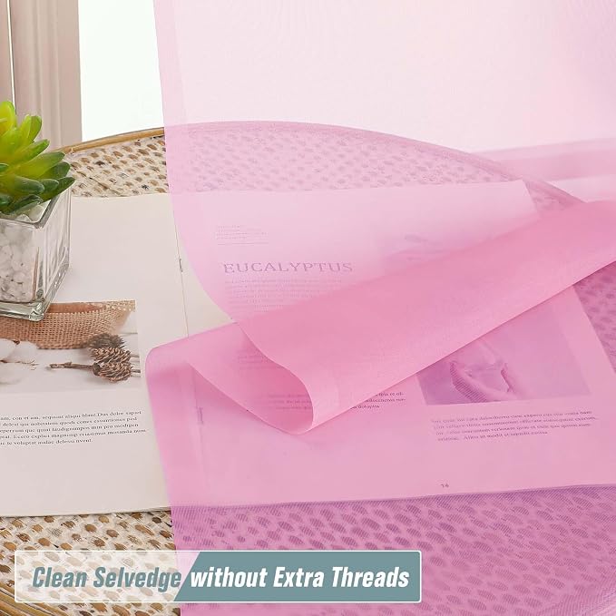Light Pink Sheer Curtains Tier 30 Inches Length 2 Panels, Light Filtering - Image 5