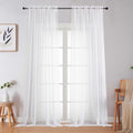 White Sheer Curtains for Bedroom Living Room 96 Inches Long 2 Panels, Modern by WelvetBLK