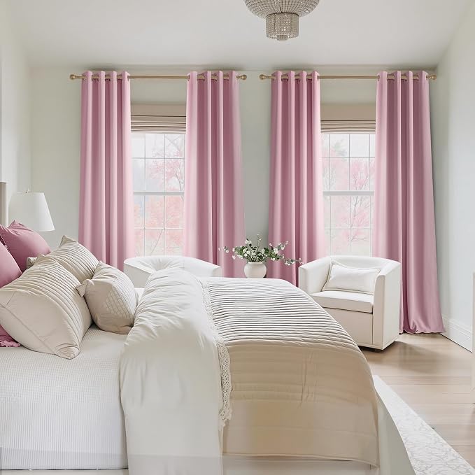NICETOWN Room Darkening Draperies Curtains Panels, 2 Panels Rouge Pink W52 x L84 - Image 2
