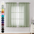 Chyhomenyc Sage Green Sheer Curtains 63 Inch Length 2 Panels, Light Filtering by Chyhomenyc