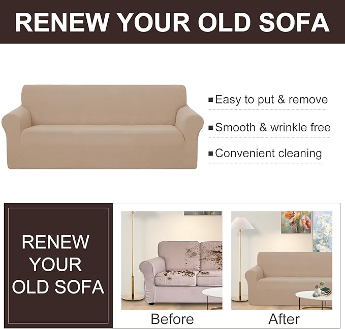 U-NICE HOME 4 Seater Stretch Couch Cover Sofa Cover Washable Sofa Slipcover - Image 5