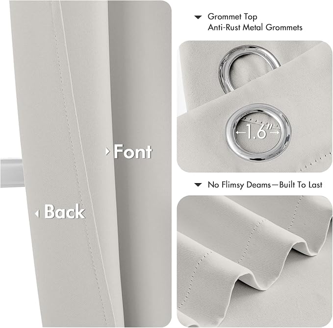 MIULEE Blackout Curtains for Bedroom 2 Panels 40x72 Inch Long Natural White | - Image 4