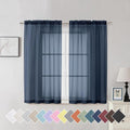 Aiyufeng Navy Blue Sheer Window Curtain Panels 54 Inch, Light Filtering Solid by Aiyufeng