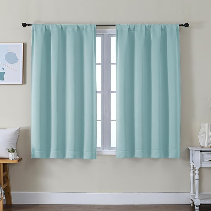 Simplebrand Ava Aqua Short Blackout Curtains by Simplebrand