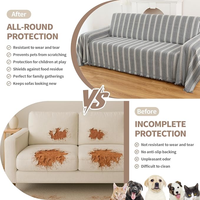 Boho Sofa Covers for 2 Cushion Couch, Couch Cover for Dogs, Loveseat Cover Soft - Image 2