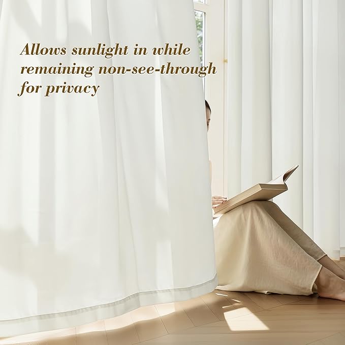 FMFUNCTEX Sheer Non-See-Through Netural Beige Curtains - Image 4