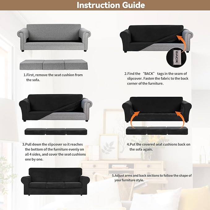 WEERRW 4 Pieces Velvet High Stretch Couch Covers - Image 6