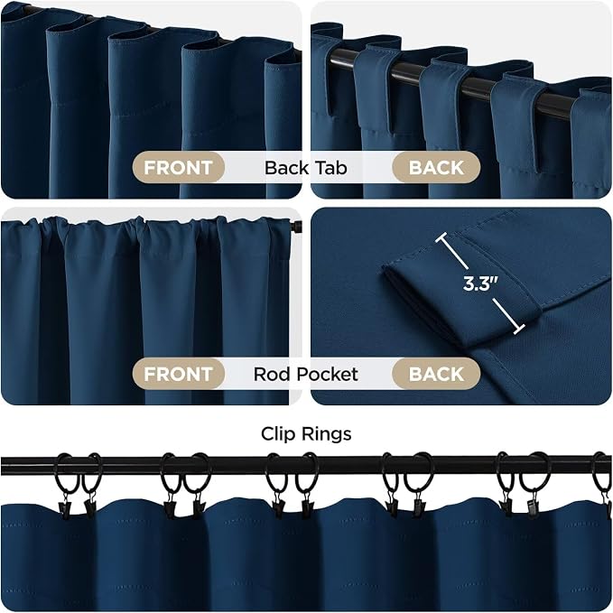 Joydeco Blackout Curtains 96 Inches Long, Thermal Insulated Black Out Curtains - Image 3