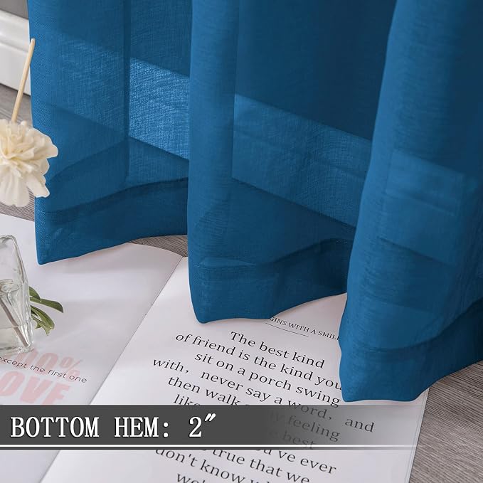 Tollpiz Sheer Tier Curtain Linen Textured Half Kitchen Curtains Sheer Light - Image 4
