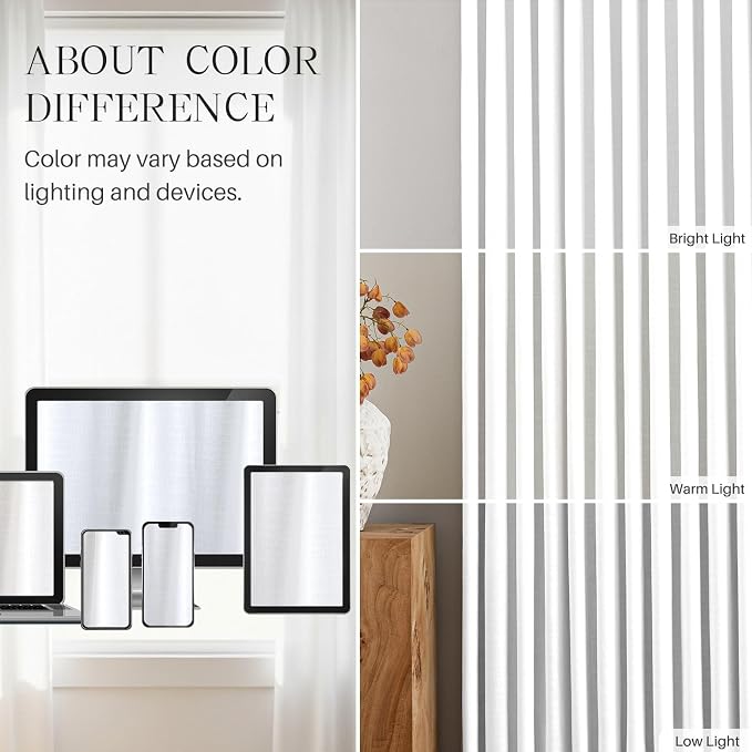 Pinch Pleated Linen White Blackout Curtains 108 Inches Long - Image 8