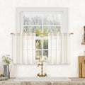 LAMIT Kitchen Semi Sheer Linen Curtains 24 Inch Long, Light Filtering Panels by LAMIT