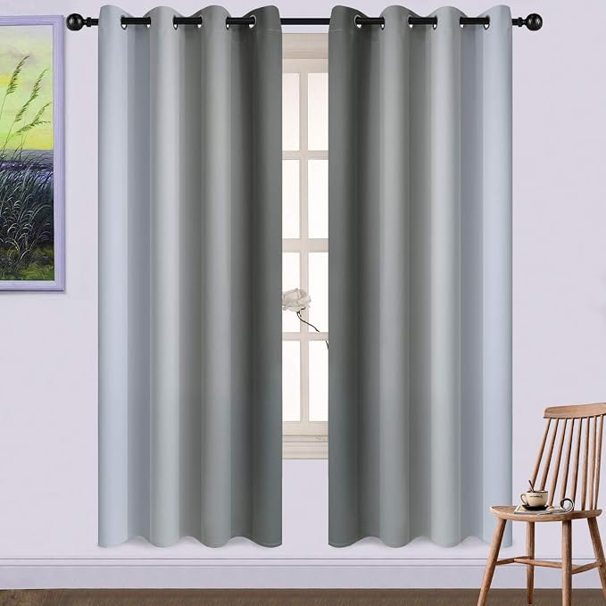 Yakamok Gray and Greyish White Thermal Insulated Grommet Light Blocking Window - Image 2