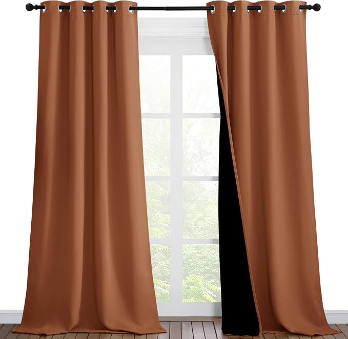 NICETOWN Burnt Orange Blackout Curtains 90 inches Long, Full Light Blocking by NICETOWN