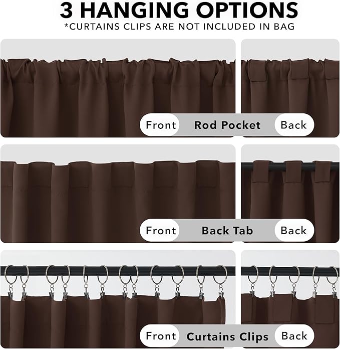 Deconovo Blackout Curtains, Thermal Insulated, W52 x L84 2 Panels, Back Tab - Image 2