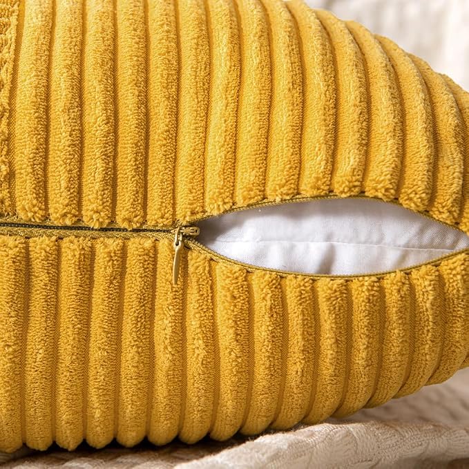 MIULEE Mustard Yellow Decorative Throw Pillow Covers 20x20 Inch - Image 3