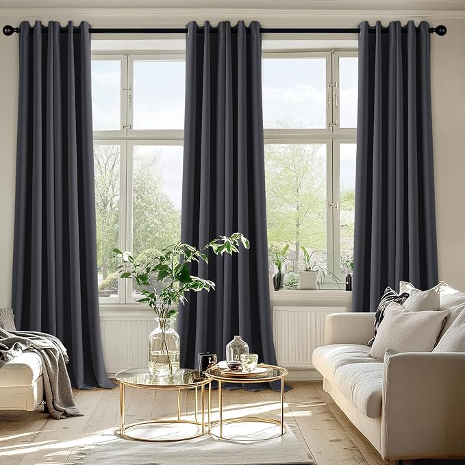 MIULEE Dark Grey Blackout Curtains - Image 6