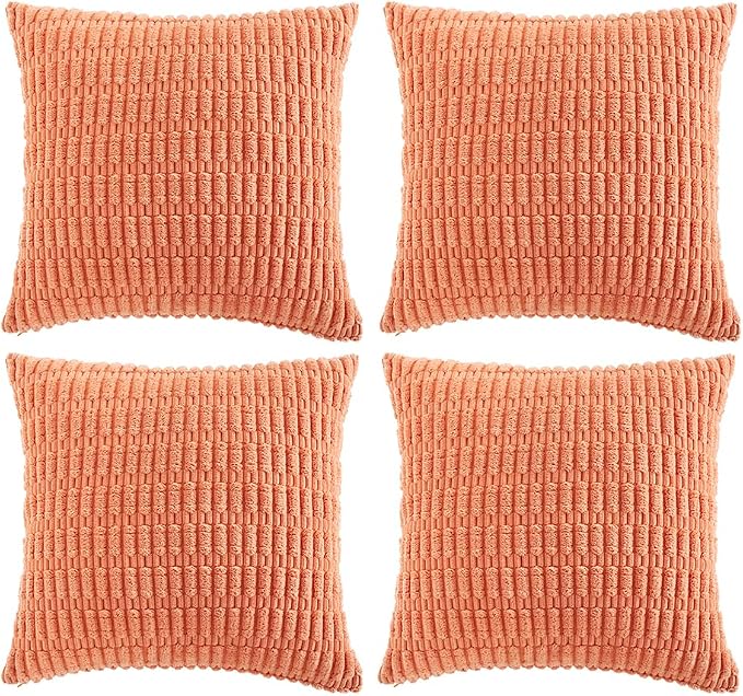 Fancy Homi 4 Packs Boho Coral Decorative Throw Pillow Covers 14x14 Inch by Fancy+Homi