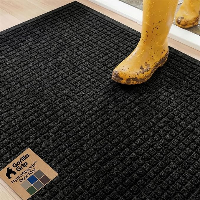 GORILLA GRIP® Ultra Absorbent Front Door Mat Outside Entrance, Traps Dirt and by GorillaGrip