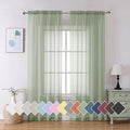 Aiyufeng Sage Green Sheer Curtains 90 Inch Length 2 PCS, Rod Pocket Voile Drapes by Aiyufeng