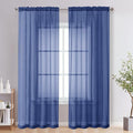 OVZME Royal Blue Sheer Curtains 84 Inches Long 2 Panels by OVZME