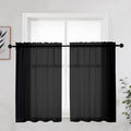 OWENIE Short Black Sheer Curtains 36 Inches 2 Panels Set by OWENIE