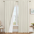 Ivory 100% Blackout Curtains, 84 Inch Living Room Farmhouse Curtains Room by LAMIT