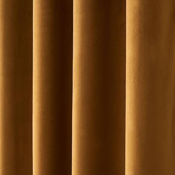 MIULEE Velvet Curtains Golden Brown Elegant Grommet Curtains Thermal Insulated - Image 7