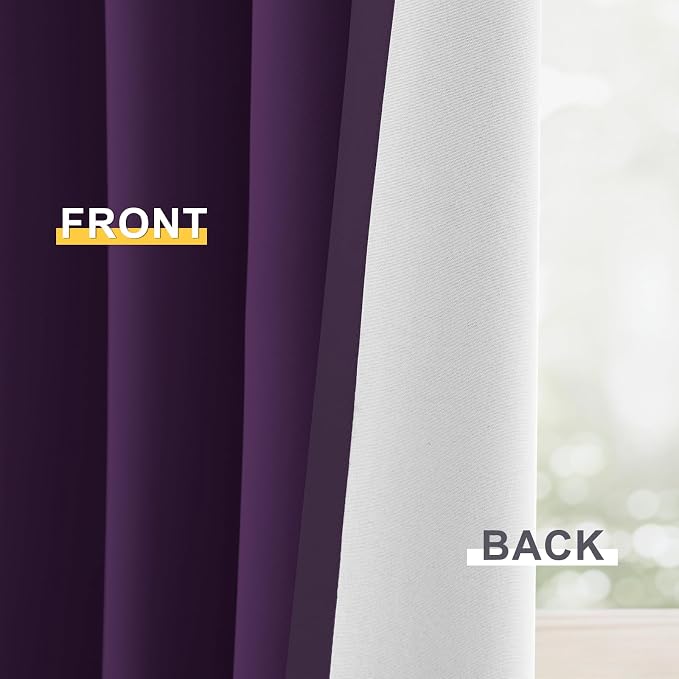 Yakamok 100% Blackout Curtain Panels 63 inches Cold and Light Blocking Drapes - Image 6