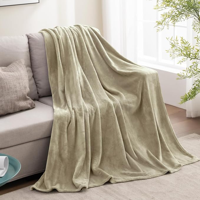 BEDELITE Fleece Blanket Oat Linen Throw Blankets - Image 5