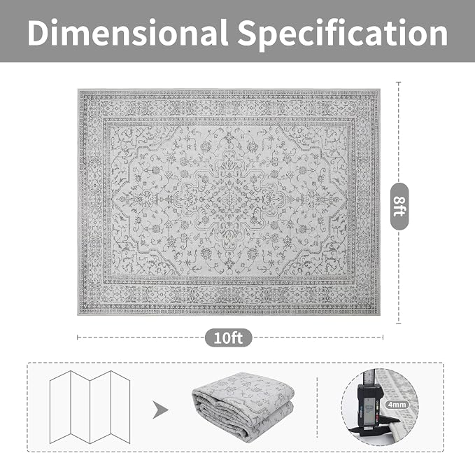 Washable Rugs 8x10 Area Rugs for Living Room, Dining Room- Soft Low Pile - Image 2