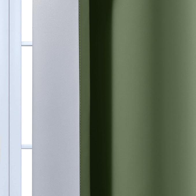 Yakamok Greyish White and Sage Green Ombre Curtains, Light Blocking Curtains - Image 6