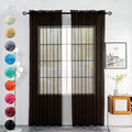 youleyar Solid Sheer Rod Pocket Curtain Voile Draperies 2 Panels White Beige by Youleyar