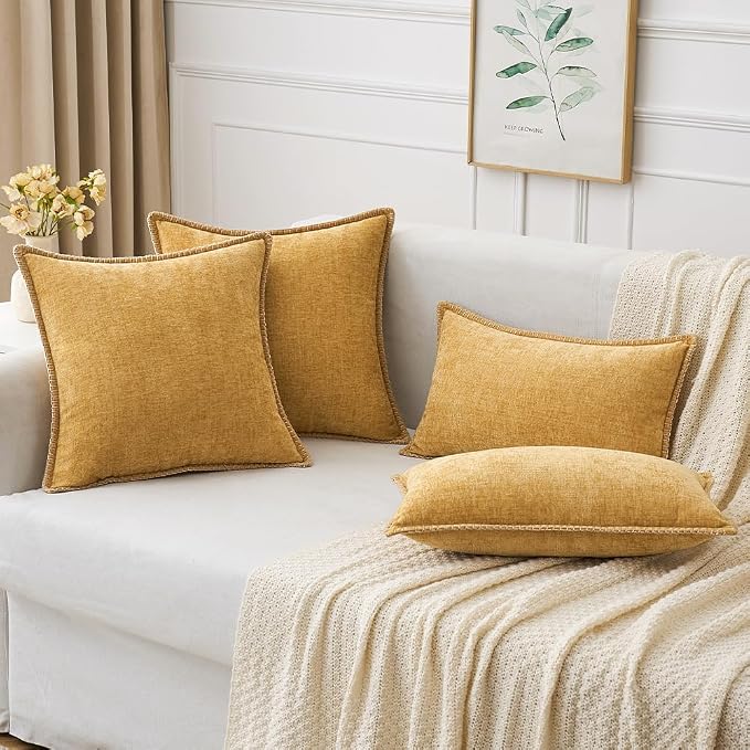 MIULEE Pack of 2 Couch Throw Pillow Covers 18x18 Inch Gold Farmhouse Decorative - Image 5