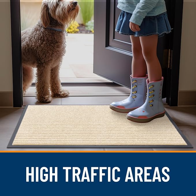 OLANLY 2-Pack Front Door Mats 33x21, Waterproof Heavy-Duty Doormats | Beige - Image 7