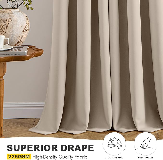 MIULEE Blackout Curtains for Bedroom 2 Panels 40 x 72 Inch Long Taupe | Thermal - Image 5