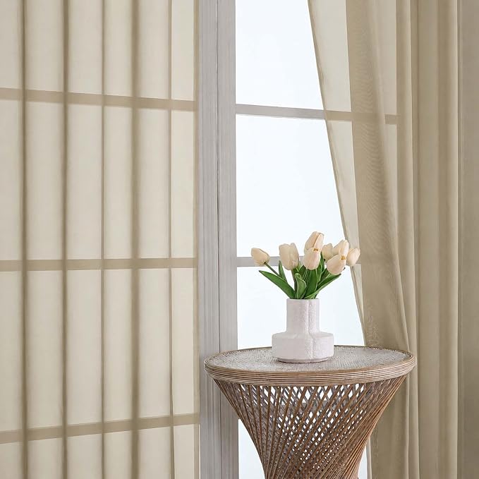 Taupe Bedroom Curtains 2 Panel Sets 96 Inch Length, 59 Inch Extra Wide Light - Image 3